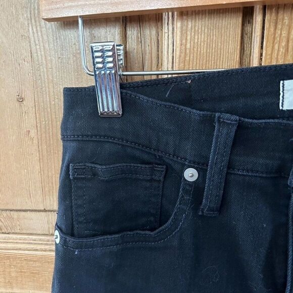 Madewell 26 Jeans Black Denim High Rise 9” Skinny Button‎ Zipper Pockets Lunar - Picture 3 of 11